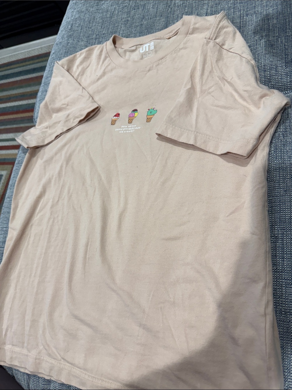 Uniqlo Kids Short Sleeve Ice Cream Tee - Light Beige